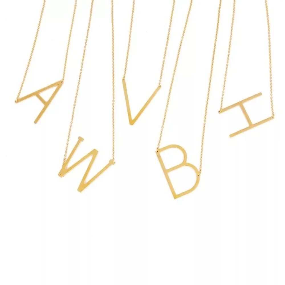 Gold Initial Pendant Necklace Letter A-Z - Picture 3 of 9